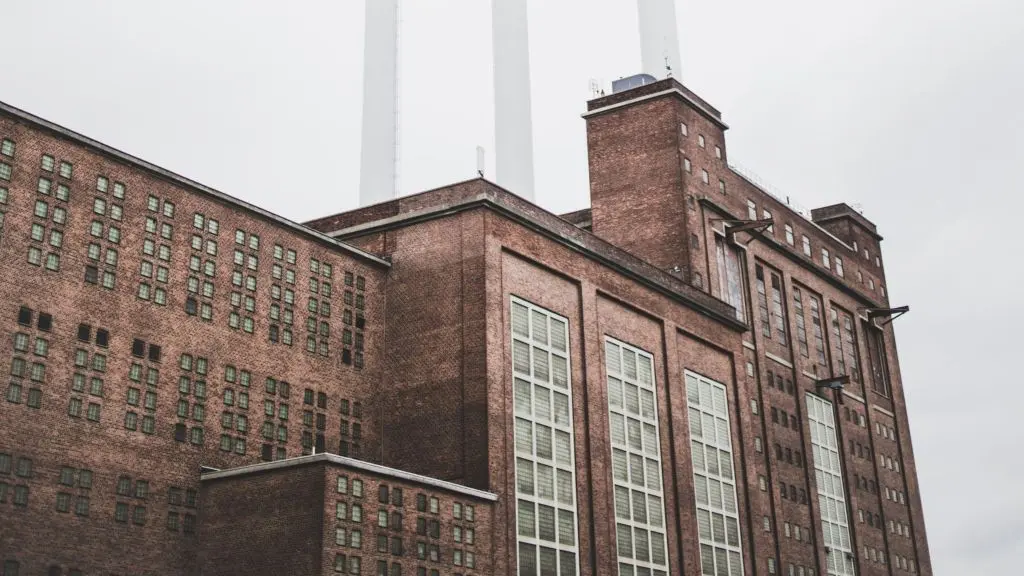 Old industrial brick multi-level building